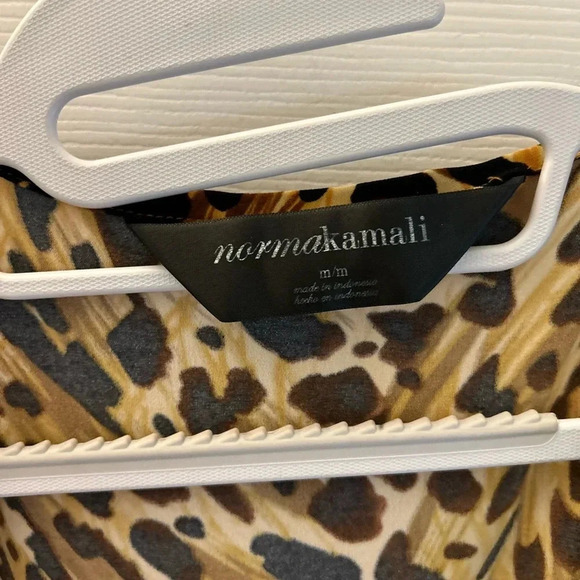 Norma Kamali Wrap Dress Leopard Print Jersey Sweetheart Neckline Size Medium - Picture 5 of 6